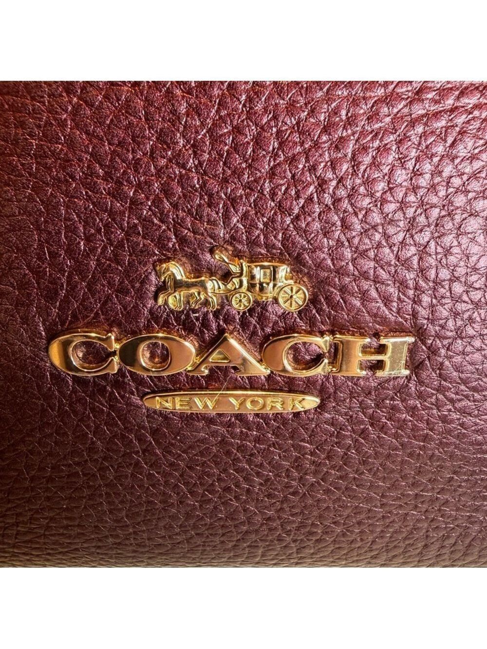 COACH MARLON PEBBLED LEATHER METALLIC WINE - Picture 15 of 16